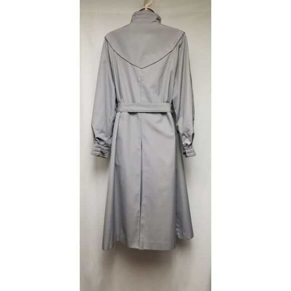 Vintage MS. Freddi Lavender/Gray Long Classic Trench Coat/Belt Size 10 - Picture 5 of 9